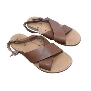 Korks by Korkease Brown Leather Criss Cross Sandals Sz 7